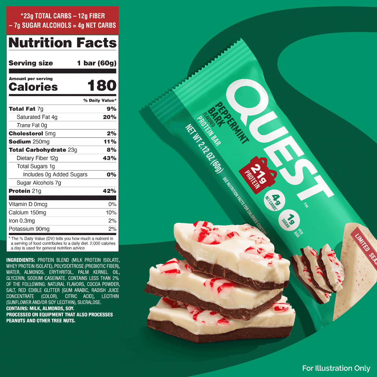 Quest Nutrition Peppermint Bark Protein Bar